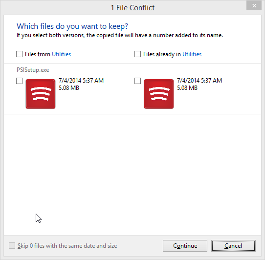 Restore Files With Windows 8 File History - File History -> File Conflict