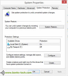 Windows 8.1 - Recovery Options - Create A Restore Point